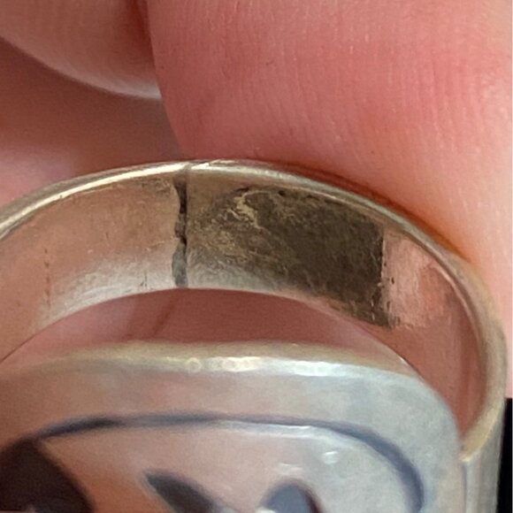 Ring Size 8 Taxco Aztec Mexico Sterling Silver 925 Women Semi-Precious Stone - Picture 9 of 10
